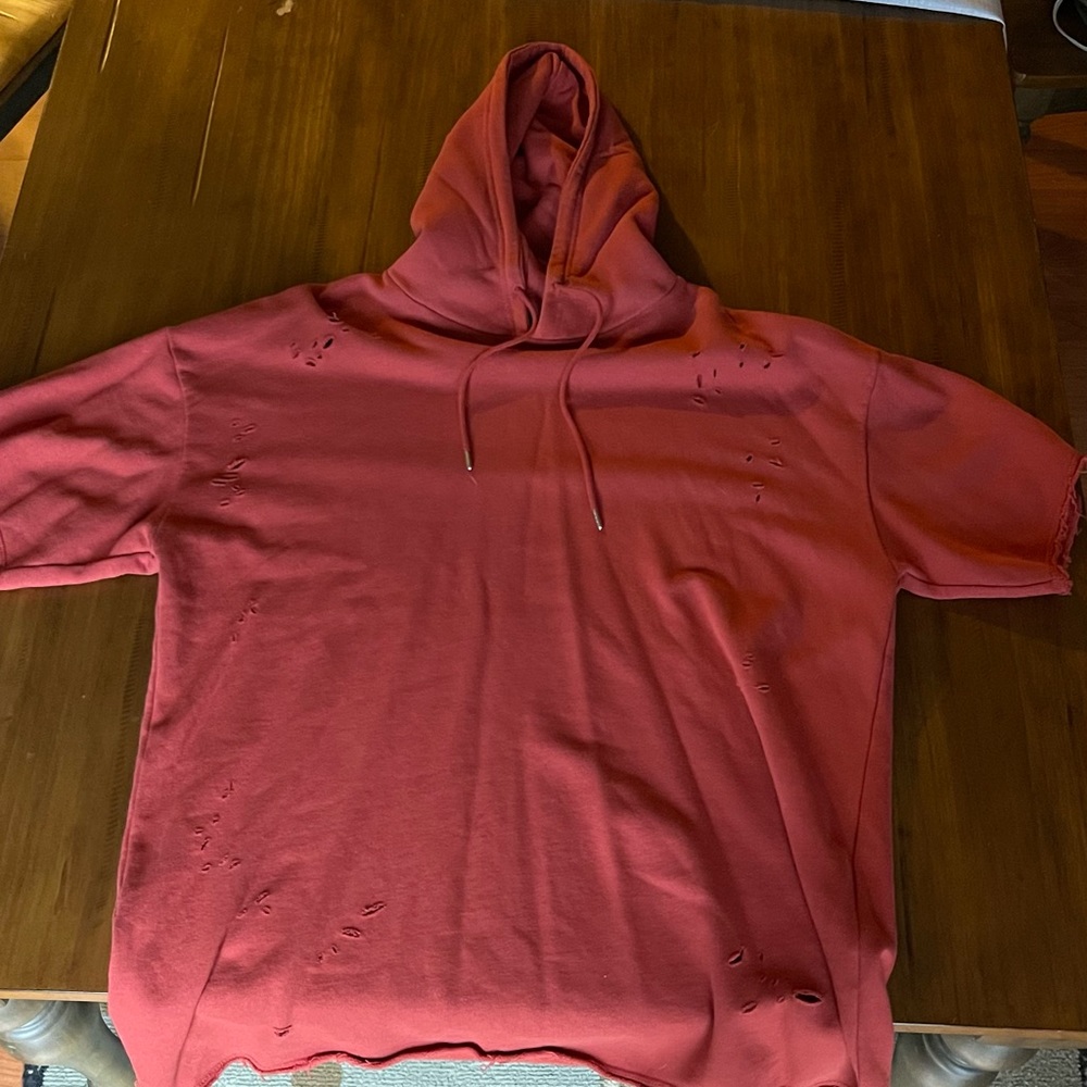 PACSUN Orange Distressed Short sleeve Hoodie.